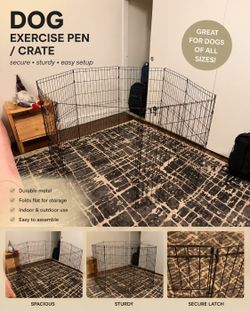 Large Black Metal Dog Playpen / Exercise Pen – Foldable Pet Fence