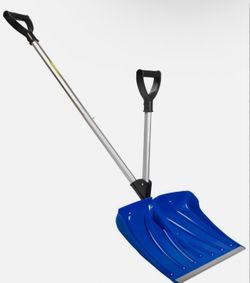 Snow Shovel for Driveway, 18" Portable Snow Pusher Shovel with Added Handle and Aluminum Strip, Detachable D-Grip Handle, Large Capacity Snow Shovel f