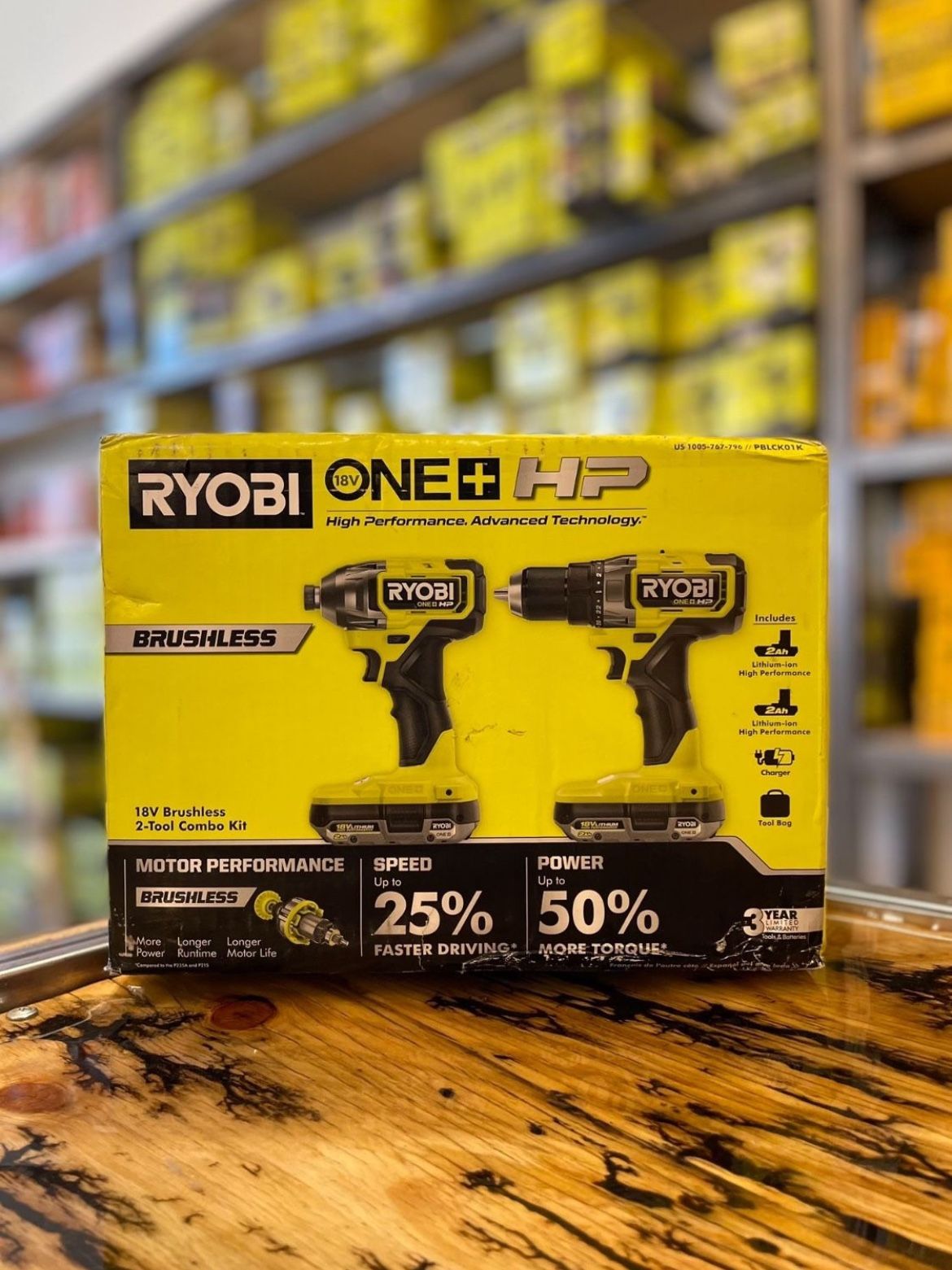 RYOBI 18V BRUSHLESS IMPACT  DRIVER AND DRILL WITH 2 BATTERIES & CHARGER PBLCK01K