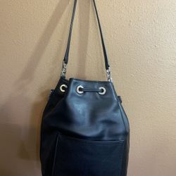 Michael Kors DOTTIE Black Leather Bucket Bag