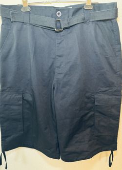 Men’s Midnight Blue Cargo Shorts With Attached Belt And Side Pockets
