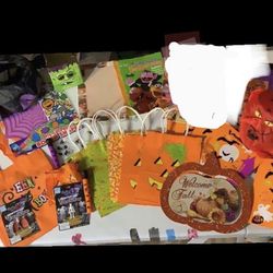 HALLOWEEN BUNDLE Gift bags, baskets, book, decor, etc.  Most all is NEW…Never used, in original packing