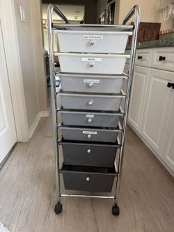 8 Drawer Rolling Organizer Cart