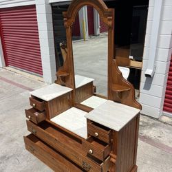 Vanity / Dresser with marble & dressing mirror. 