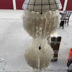 Mid-Century Multi-Tiered Capiz Chandelier