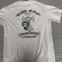 A Bathing Ape Baby Milo Chrome Hearts Men's White Jersey T-Shirt Size M