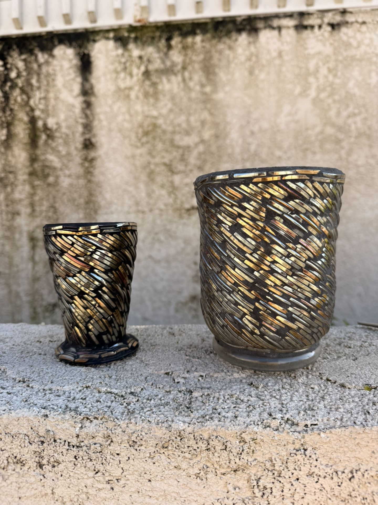 Gold Mosaic Glass Candle Holders / Vases – Assorted Sizes