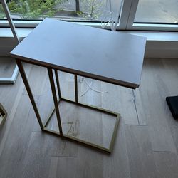Gold And White End Table