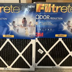 2 Filtrete 3M 20 x 25 x1in Odor Reduction Filters