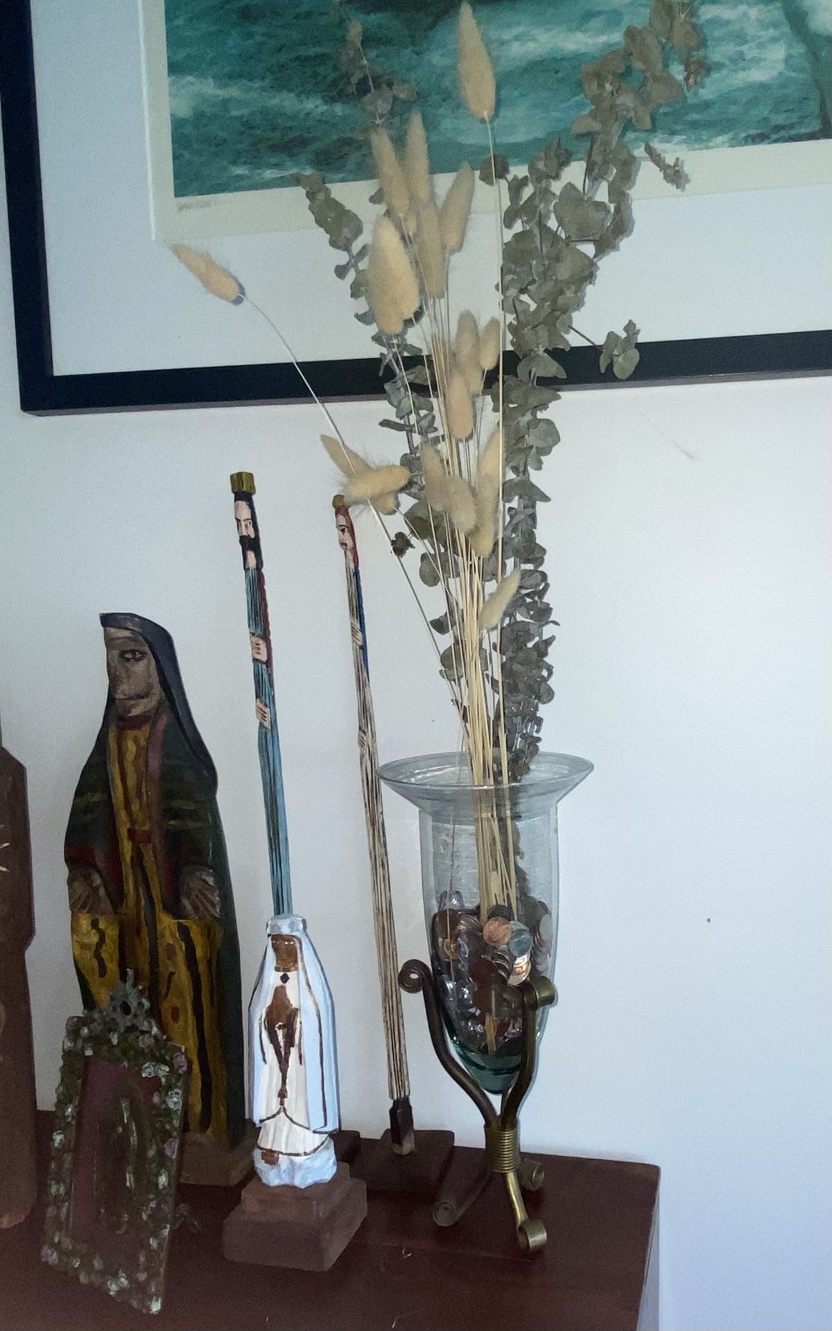 Antique Vase -  Glass + Brass