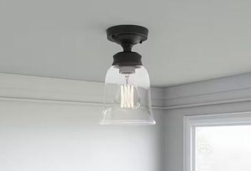 Hampton Bay Matilda 7 in. 1-Light Oil Rubbed Bronze Semi-Flush Mount Ceiling Light Fixture