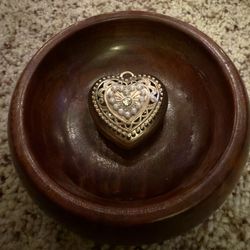 Vintage Heart Pendant Faux Pearls & Rhinestone 