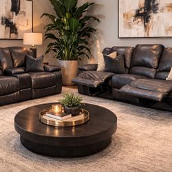 😍Beautiful Leather Reclining Sofa & Loveseat Set – FREE DELIVERY🚚