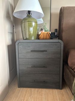 3-Drawer Dark Gray Bedside Table
