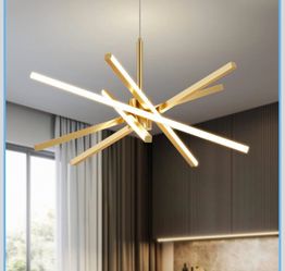 Modern Sputnik Chandelier Ceiling 82W LED Gold Pendant Light Embedded Mount Chandeliers Dining Room Light Fixtures Over Table Dimmable With Remote Con