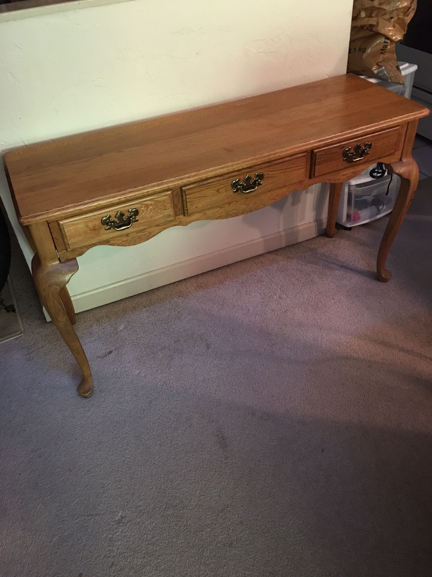 beautiful table 3 drawers open