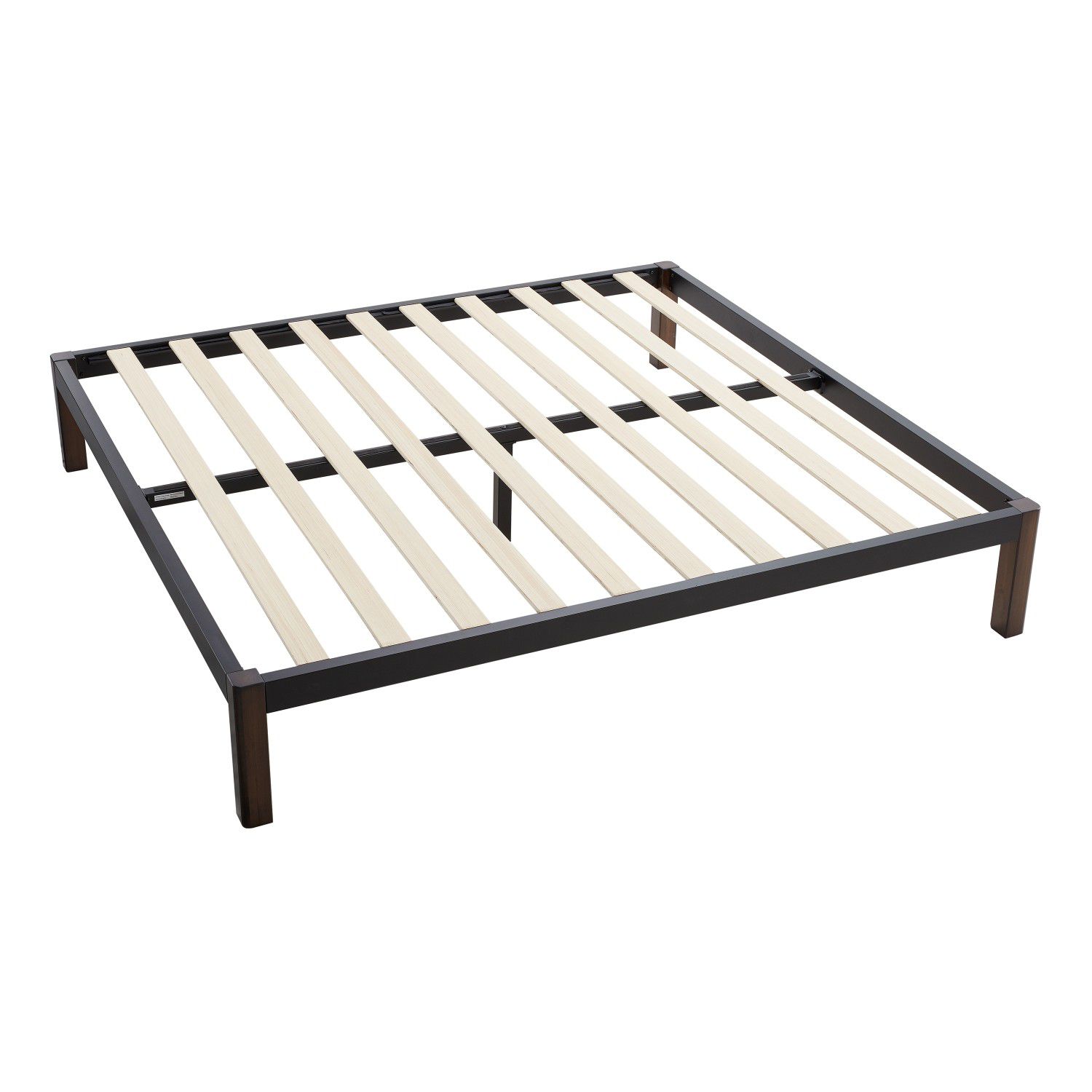 King size Mainstays Metal Bed Frame with 4 twin mattresses + pillows
