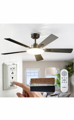 addlon Ceiling Fans with Lights, 52 inch Black Ceiling Fan with Remote Control, Wall Switch, Reversible, 3CCT Dimmable, Noiseless, Ceiling Fan for Bed