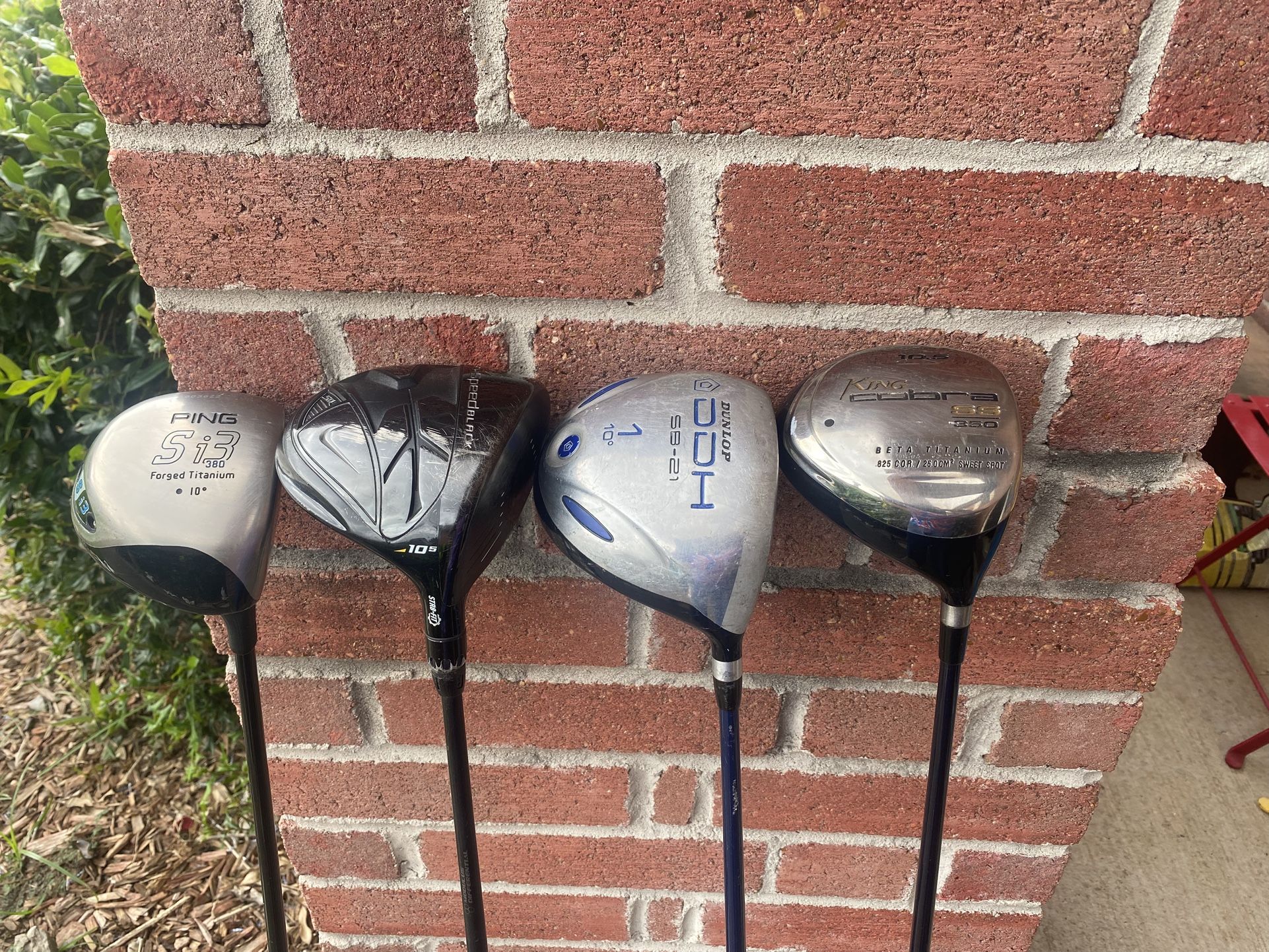 Golf Driver all in good condition Name brands, Nike, Ping, King Cobra and Dunlop $180 For all Four.