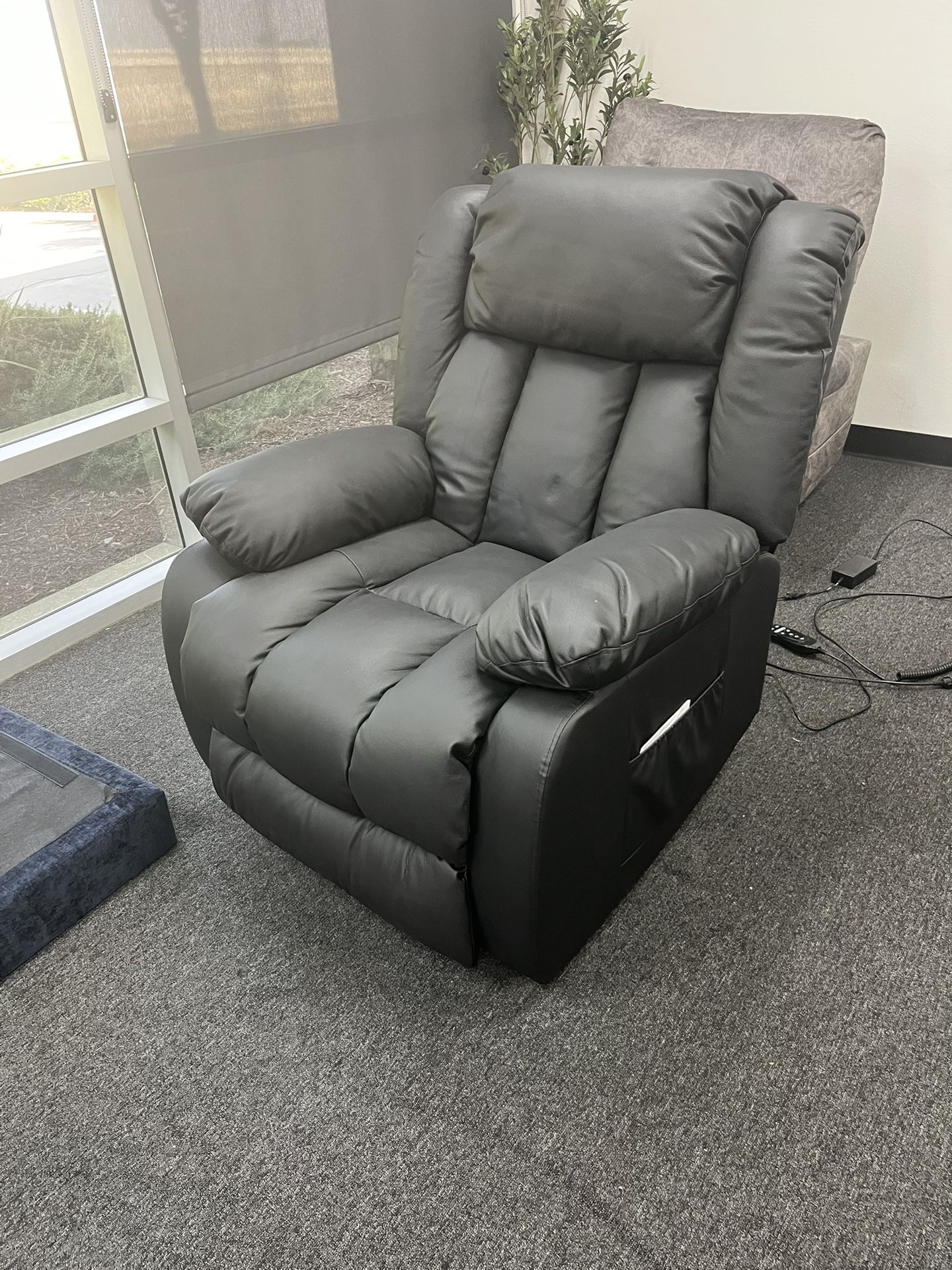 Faux Leather Recliner Lift Sofa Chair - Black