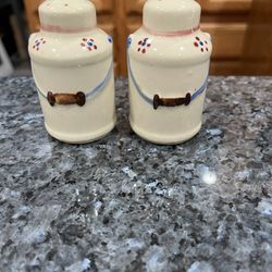 Vintage Ceramic Shawnee Mike Can Pair of Salt And Pepper Shakers.  Preowned 