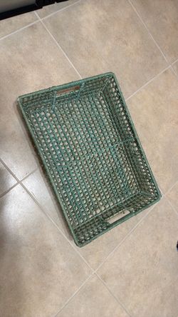 Green Wicker Basket Tray
