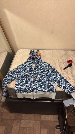 blue bape shark hoodie