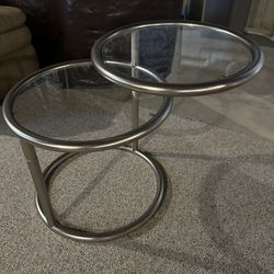 Extendable Glass End Table - Silver