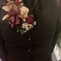 Maroon, Gold, & Dusty Rose Prom Boutonniere