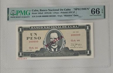 1 peso 1986 muestra cuba pmg 66