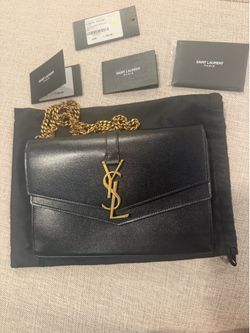 Saint Laurent Cassandra Wallet on Chain (WOC) – Black Leather/Gold Hardware
