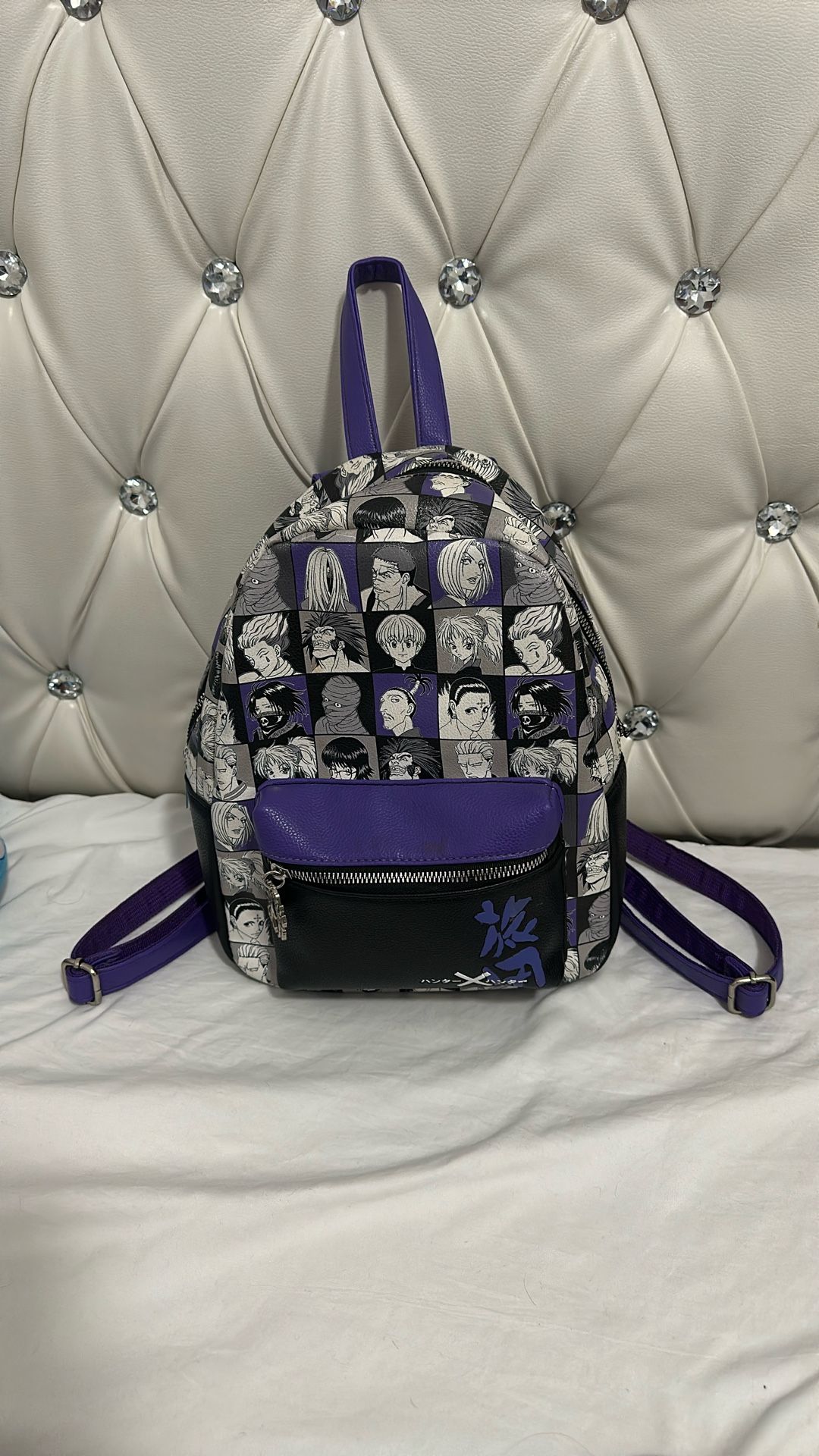 Mini Bagback, purple, black and white