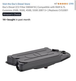 Doc's Diesel CCV Filter D804418 | Compatible with RAM 6.7L Cummins 2500, 3500, 4500, 5(contact info removed).5+ | Replaces CV52001