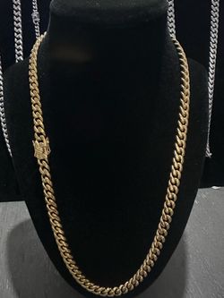 22” Gold over Stainless 8mm Cuban with Box Lock