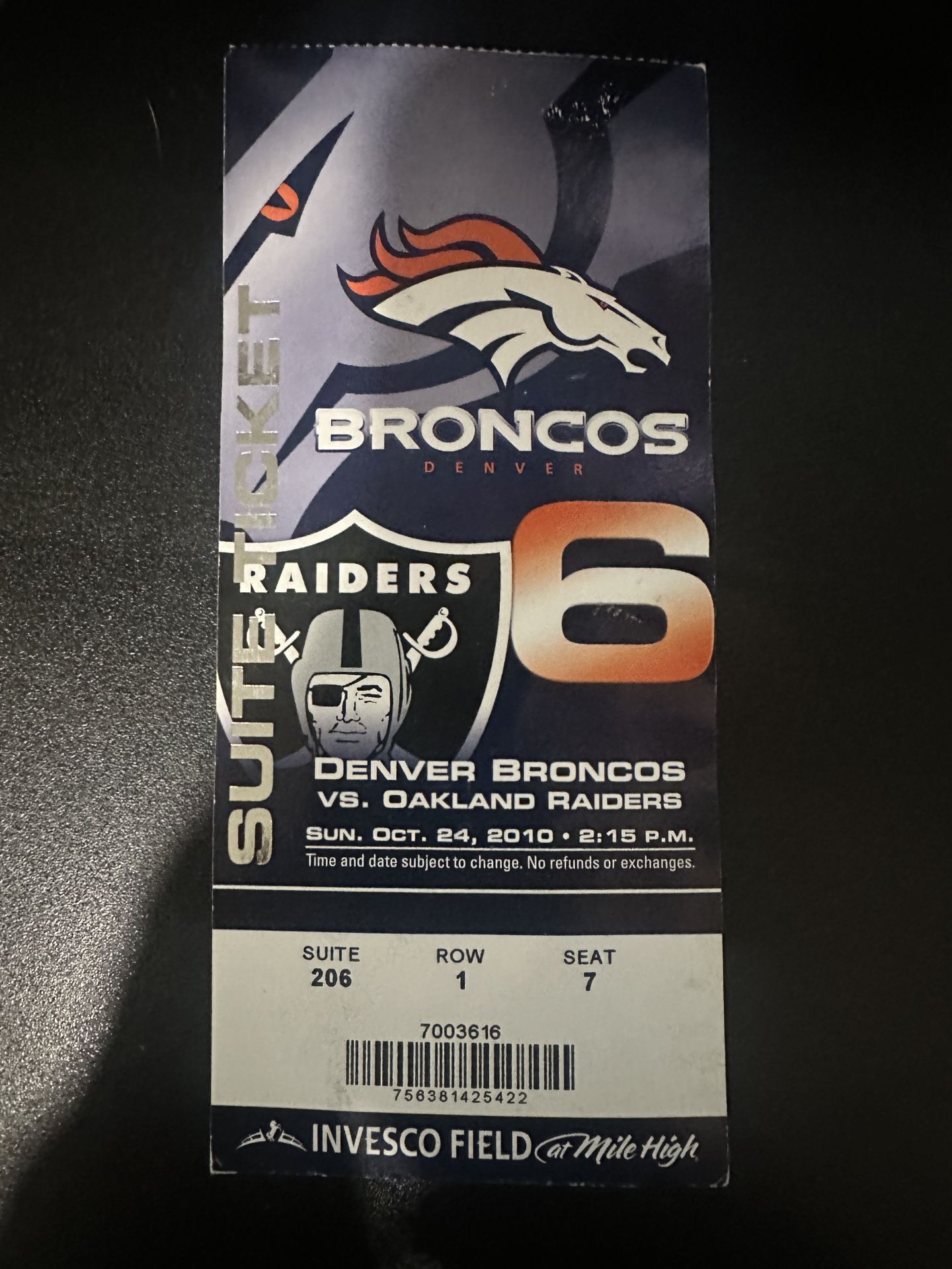 Denver Broncos Ticket Stub