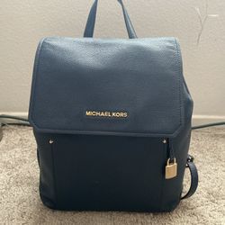 Michael Kors Dark Blue Leather Backpack 