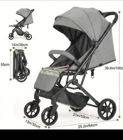 brand new Grey Portable Folding Stroller - Excellent Condition