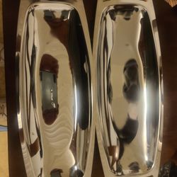 Two Vintage Mid-century Era KROMEX  Brand Serving  Trays