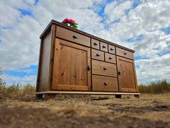MARVELOUS Solid Wood Farmhouse Dresser 9 Drawers 2 Cabinets