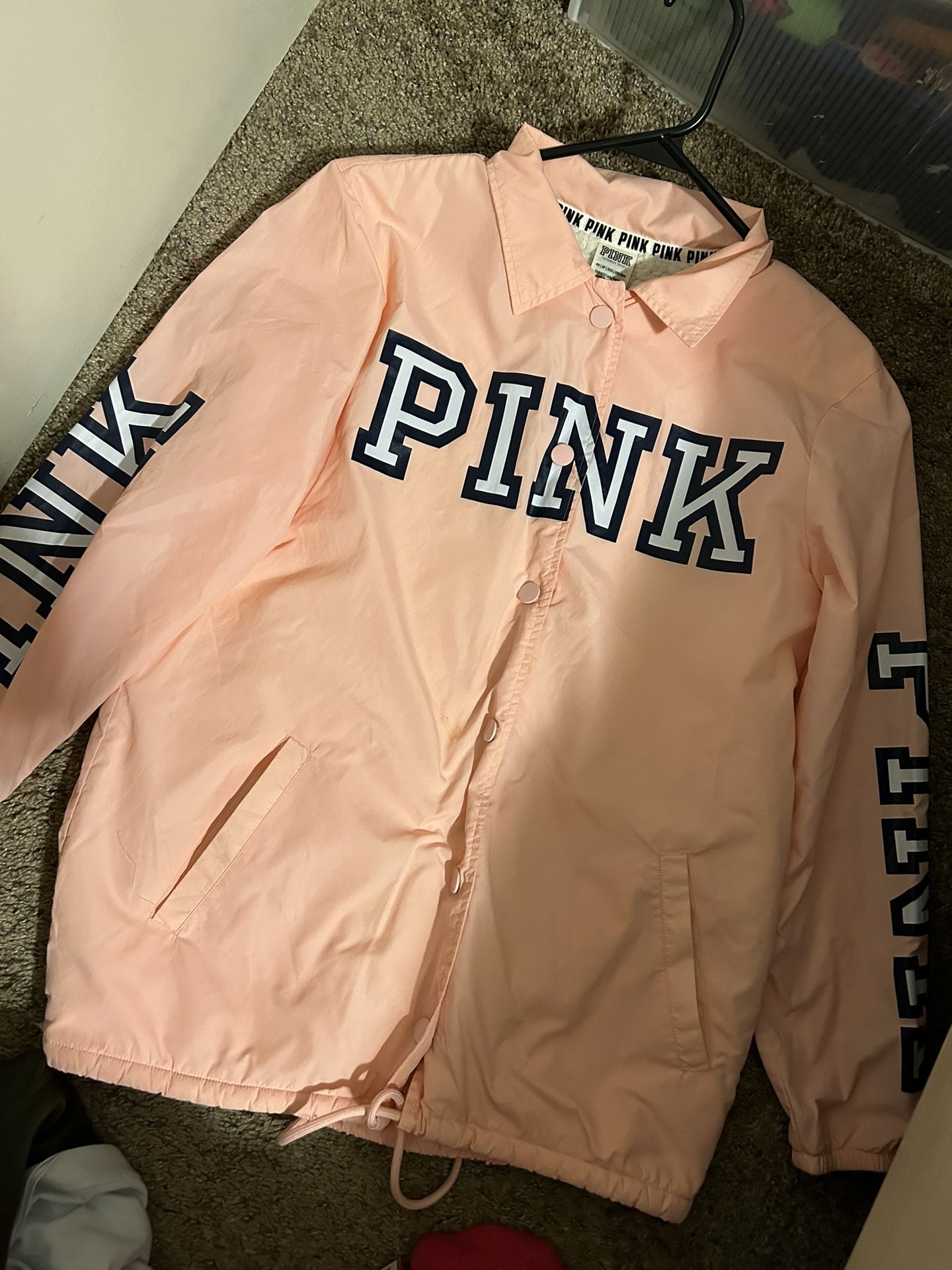 Pink VS Windbreaker Sherpa Jacket Size Xs