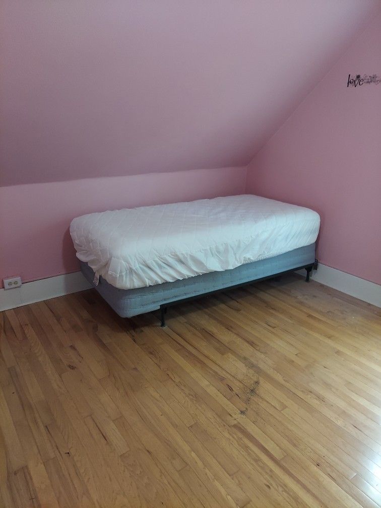 Twin Bed Frame, Box Spring & Mattress