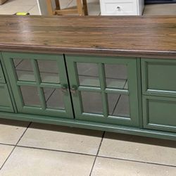 FARMHOUSE DARK GREEN TV STAND FOR TVS 75in