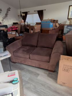 Brown Love Seat and Sofa