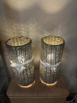 Wicker Lamp Set