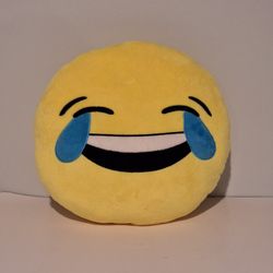 Emoji Lol Emoticon Yellow Round Cushion Pillow Soft Stuffed Plush 
