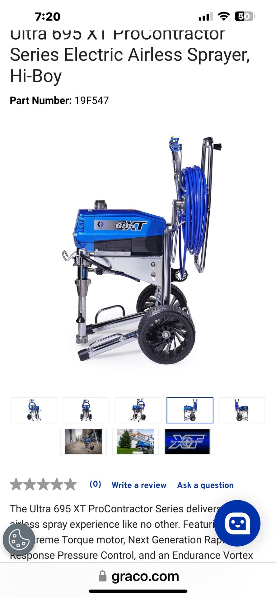 GracoUltra695 XT ProContrator series electric airless sprayer ,Hi-Boy