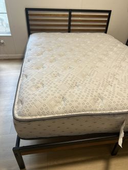 Queen Bed Frame + Mattress - $175