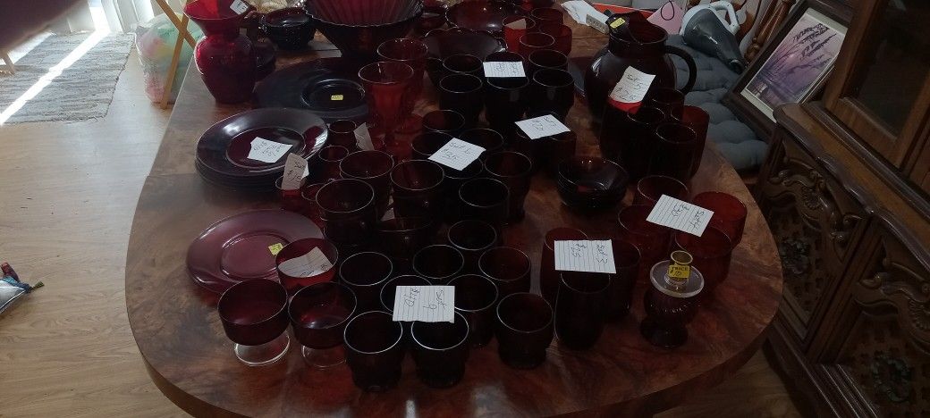 Ruby Red Glassware Sets From Estate Sell