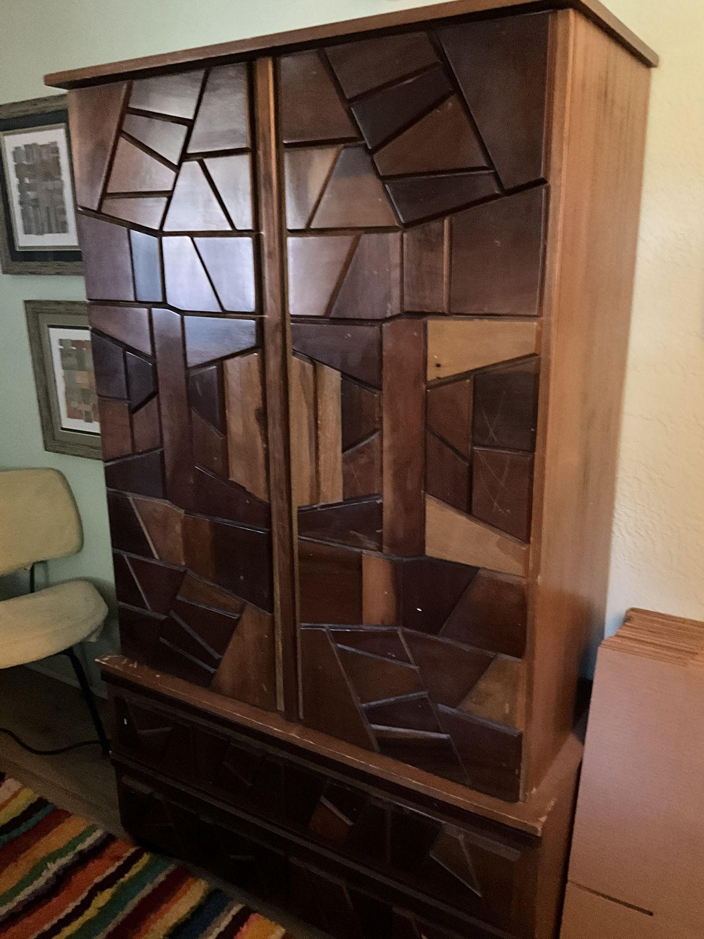 Vintage MCM Brutalist Armoire & Dresser “Gigi” Portugal