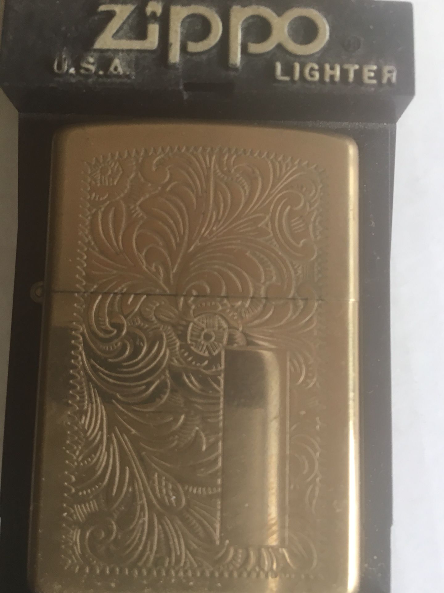 Zippo brass Venetian engravable lighter New unused in case
